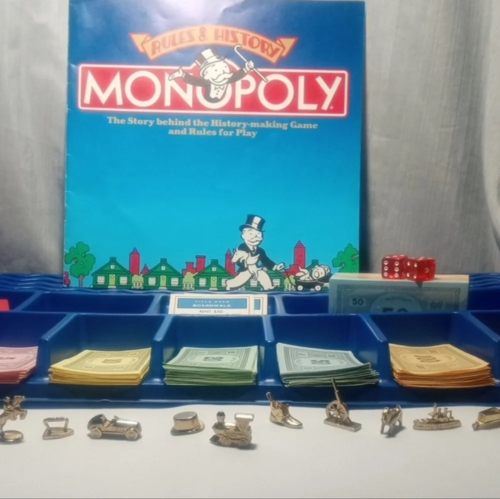 VINTAGE 1985 Monopoly Deluxe 50th Anniversary Restoration Kit Gold Pieces & More